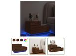 The Living Store Comodino Con Luci Led Effetto Rovere Marrone 70X36X40,5 Cm