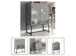 The Living Store Mobile Laterale Con Ante In Vetro Grigio Cemento 69X37X100 Cm