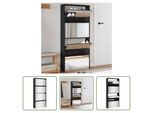 The Living Store Scarpiera Con Specchio 4 Scomparti Nero 63X17X134 Cm