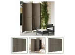 The Living Store Paravent 5-Tlg. Grau Poly Rattan