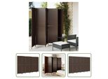 The Living Store Paravent 6-Tlg. Braun Poly Rattan