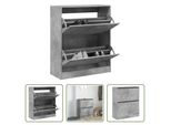 The Living Store Scarpiera In Cemento Grigio 80X34X96,5 Cm Materiale In Legno