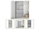 The Living Store Scarpiera A 4 Ante Grigio Cemento 80X21X163,5 Cm