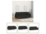 The Living Store Divano A 3 Posti Con Cuscini Decorativi Nero 180 Cm In Tessuto