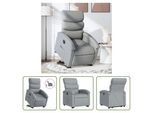 The Living Store Poltrona Relax Con Supporto Elettrico In Tessuto Grigio Chiaro