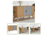 The Living Store Credenza Olden Grigio E Marrone 114X43X73,5 Cm In Legno Di Pino Massiccio