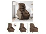 The Living Store Poltrona Relax Con Supporto Elettrico In Tessuto Marrone