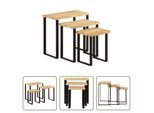 The Living Store Set Di Tavoli Con Bordo Ad Albero 3 Pezzi. Legno Massiccio Di Mango