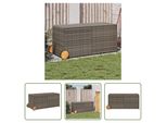 The Living Store Cassapanca Da Giardino Con Rotelle Grigio 283L Poly Rattan