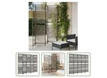 The Living Store Paravent 5-Tlg. Grau Poly Rattan