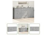 The Living Store Credenze 3 Pz. Grigio Cemento 60X31X84 Cm Materiale A Base Di Legno