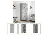 The Living Store Credenza In Cemento Grigio 69,5X34X180 Cm Materiale In Legno