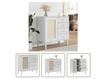 The Living Store Credenza Senja In Rattan Bianco 80X40X80 Cm In Legno Di Pino