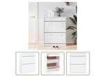 The Living Store Scarpiera Alta White 77X35X96 Cm In Legno Di Pino Massiccio
