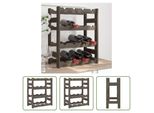 The Living Store Portabottiglie Per 16 Bottiglie In Legno Di Pino Massiccio Grigio