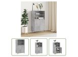 The Living Store Credenza In Cemento Grigio 60X36X110 Cm Materiale In Legno
