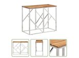 The Living Store Tavolo Consolle In Acciaio Inox E Legno Massiccio Di Acacia Argento