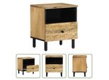 The Living Store Comodino 40X33X46 Cm In Legno Massiccio Di Mango