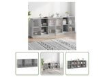 The Living Store Libreria Con Ante Grigio Cemento 204X37X75 Cm Materiale Legno