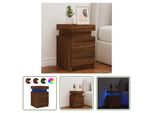 The Living Store Comodino Con Luci Led Effetto Rovere Marrone 35X39X55 Cm
