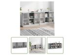 The Living Store Libreria Con Ante Grey Sonoma 204X37X75 Cm Materiale Legno