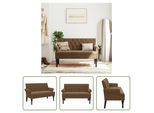 The Living Store Panca Con Schienale Marrone 120X62X75,5 Cm Effetto Scamosciato