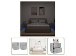 The Living Store Comodini Con Luci Led 2 Pz. Materiale A Base Di Legno Grigio Cemento