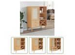 The Living Store Credenza Senja Rattan-Optik Braun 90X40X112 Cm Kiefernholz
