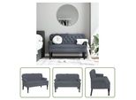 The Living Store Panca Con Schienale In Velluto Grigio Scuro 119,5X64,5X75 Cm