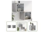 The Living Store Comodini Con Ante In Vetro 2 Pz. Grigio Sonoma 35X37X35 Cm