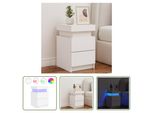 The Living Store Comodino Con Luci Led Bianco 35X39X55 Cm