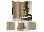 The Living Store Paravent 5-Tlg. Poli Rattan Beige