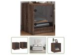 The Living Store Comodini Con Ante In Vetro 2 Pz. Aspetto Rovere Marrone 35X37X42 Cm