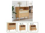 The Living Store Credenza Senja Rattan Look Brown 80X40X80 Cm Legno Di Pino