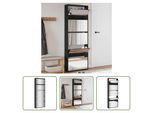 The Living Store Scarpiera Con Specchio 5 Scomparti Nero 63X17X169,5 Cm
