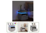 The Living Store Comodino Con Luci Led Grigio Sonoma 40X39X48,5 Cm