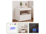 The Living Store Comodino Con Luci Led Bianco 50X40X45 Cm