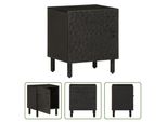 The Living Store Comodino Nero 40X33X46 Cm In Legno Massiccio Di Mango