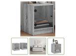 The Living Store Comodini Con Ante In Vetro 2 Pz. Grigio Sonoma 35X37X42 Cm