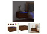 The Living Store Comodino A Parete Con Luci Led Effetto Rovere Marrone