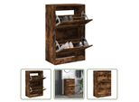 The Living Store Scarpiera In Rovere Fumé 60X34X96,5 Cm Materiale In Legno