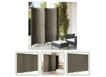 The Living Store Paravent 5-Tlg. Grau Poly Rattan