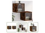 The Living Store Comodini Con Ante In Vetro 2 Pz. Rovere Fumé 35X37X35 Cm