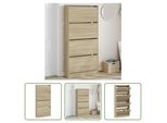 The Living Store Scarpiera A 4 Ante In Rovere Sonoma 80X21X163,5 Cm
