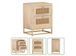 The Living Store Comodino 40X30X50 Cm In Legno Massiccio Di Mango E Ferro