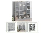 The Living Store Libreria Con Ante Grigio Cemento 136X37X142 Cm Materiale Legno