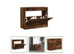 The Living Store Scarpiera In Rovere Fumé 80X34X63 Cm Materiale Legno
