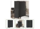The Living Store Divisorio 4 Pezzi Nero In Legno Massello Di Paulownia