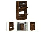 The Living Store Scarpiera In Rovere Fumé 60X34X116 Cm Materiale Legno