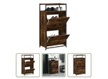 The Living Store Scarpiera In Rovere Fumé 60X34X112 Cm Materiale Legno